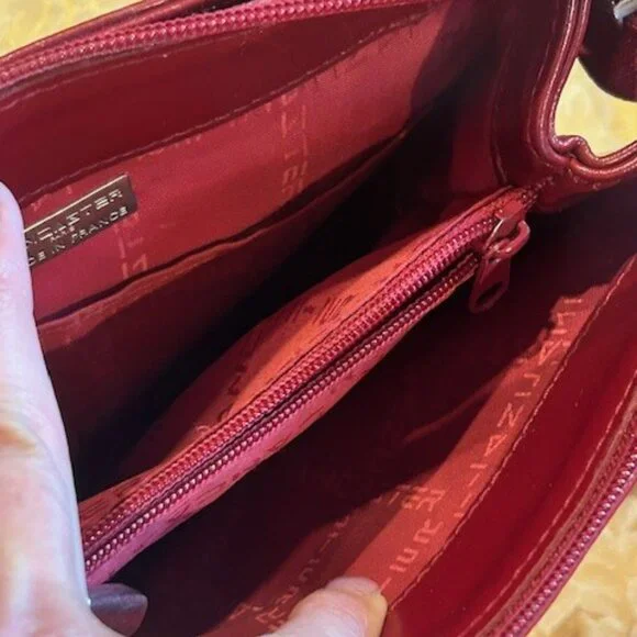 LANCASTER PARIS Deep Red Leather Designer PURSE - Picture 11 of 12